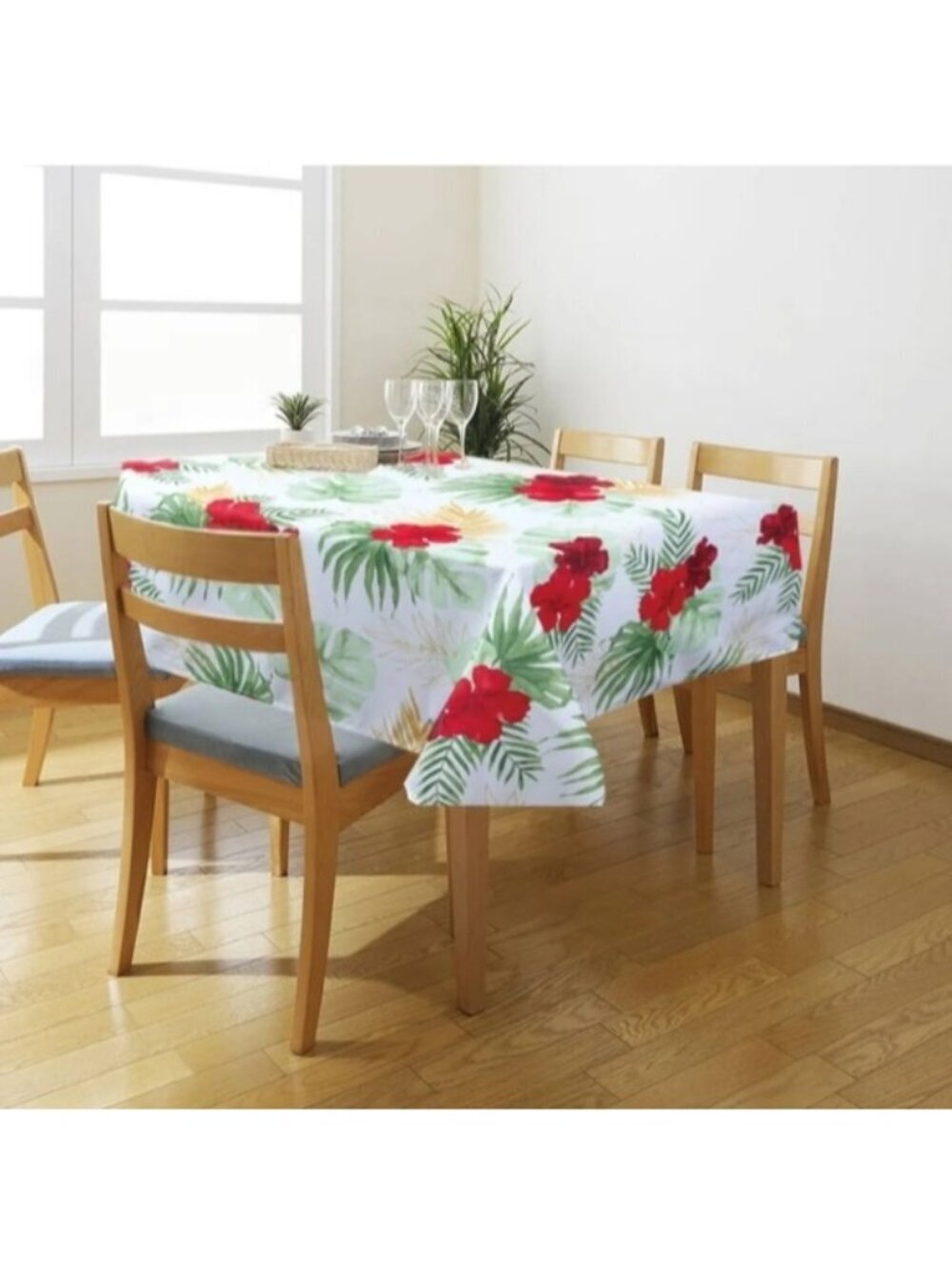 Luau Party Tablecloth Hibiscus Tropical Dining Table Decor 58x94